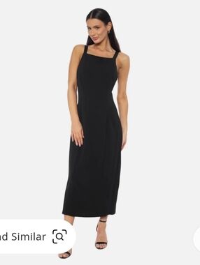 Isaac Mizrahi New York Black Special Occasion Midi Dress Statement Satin Bow L